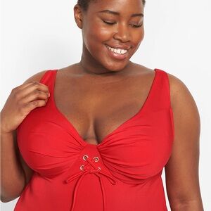 Swim by Cacique Relaxed Underwire Plunge Grommet Swim Tankini Top size 40DD